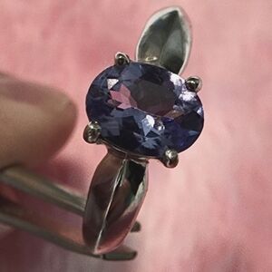 Tanzinite sterling silver size 9 ring